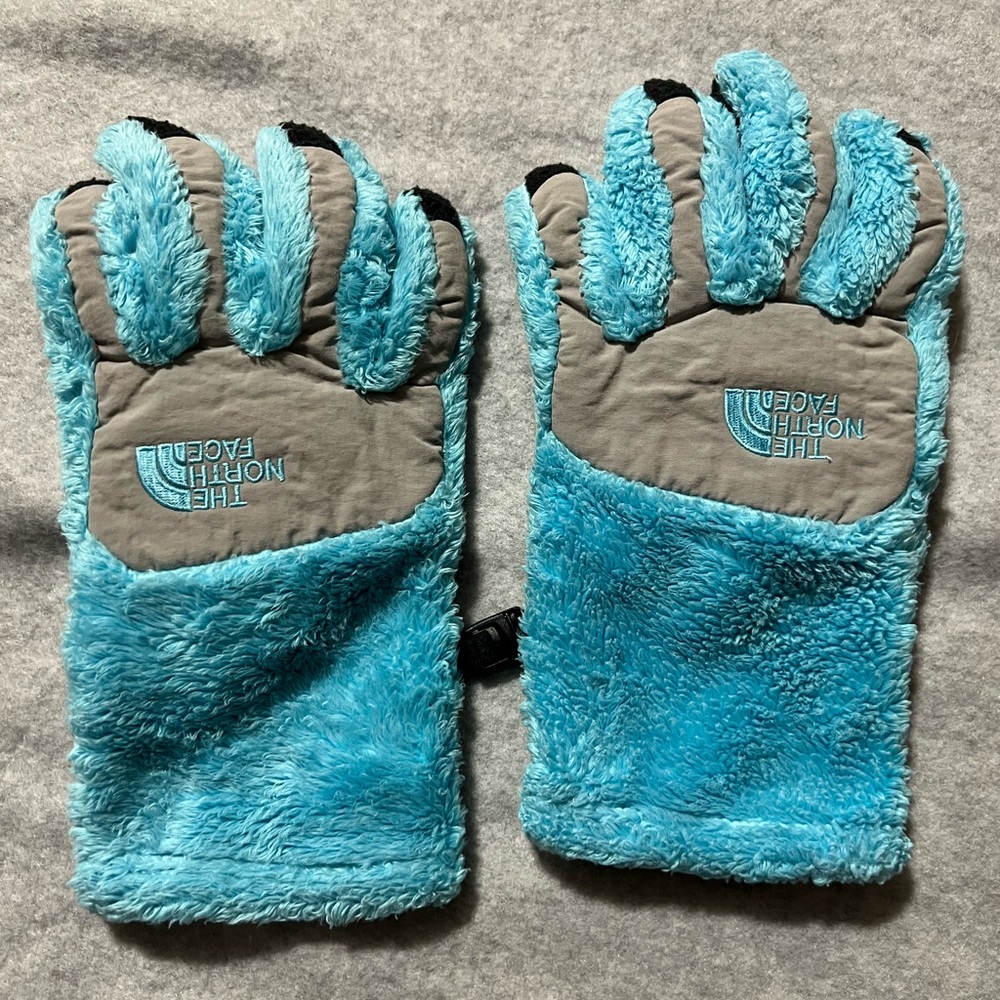 The North Face Osito Blue and Gray Fleece Gloves